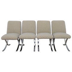 Set of 4 Milo Baughman for Directional X-Base Chairs