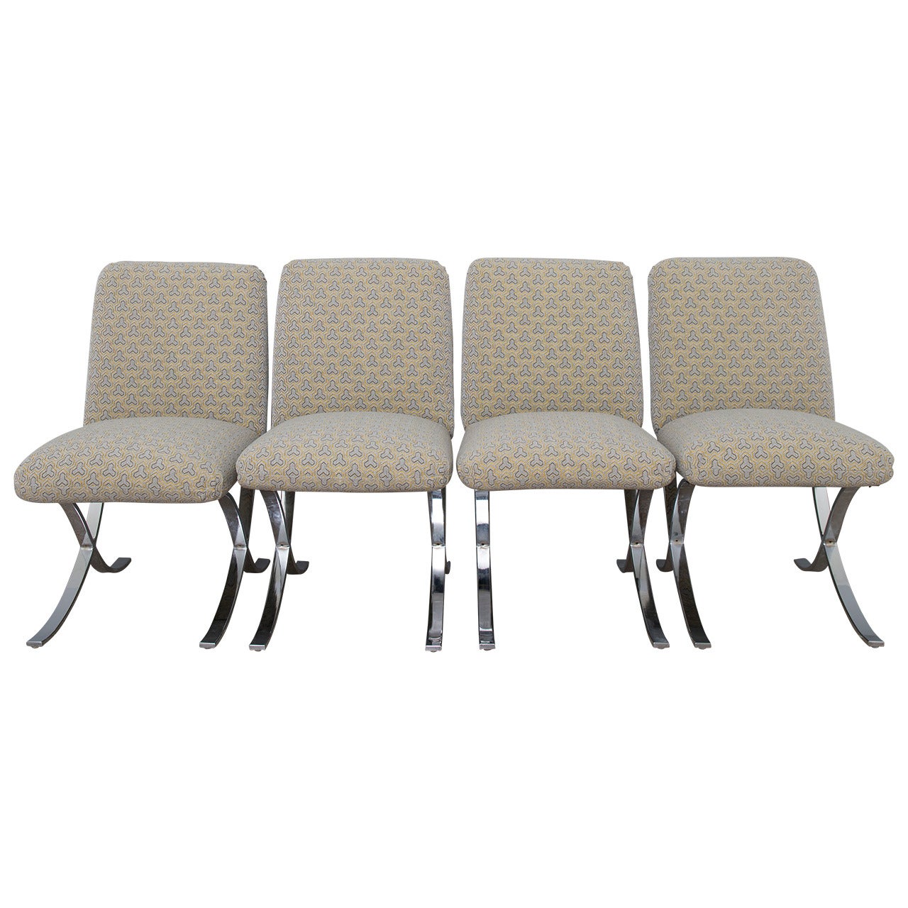 Set of 4 Milo Baughman for Directional X-Base Chairs For Sale