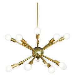 1950s Brass Sputnik Sixteen-Arm Chandelier 8
