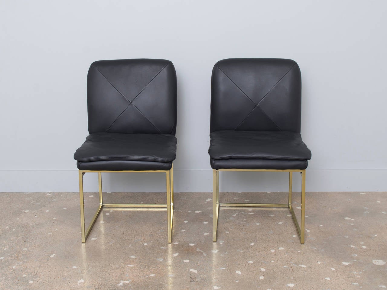 Mid-Century Modern Milo Baughman Brass Floating Dining Chairs