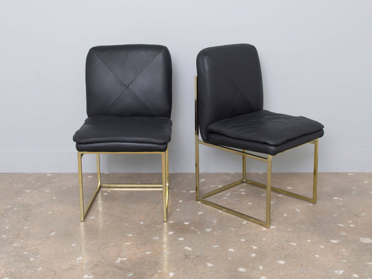 Milo Baughman Brass Floating Dining Chairs In Good Condition In Houston, TX