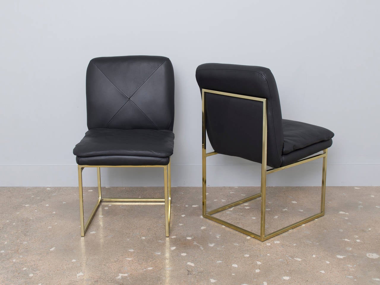 Late 20th Century Milo Baughman Brass Floating Dining Chairs