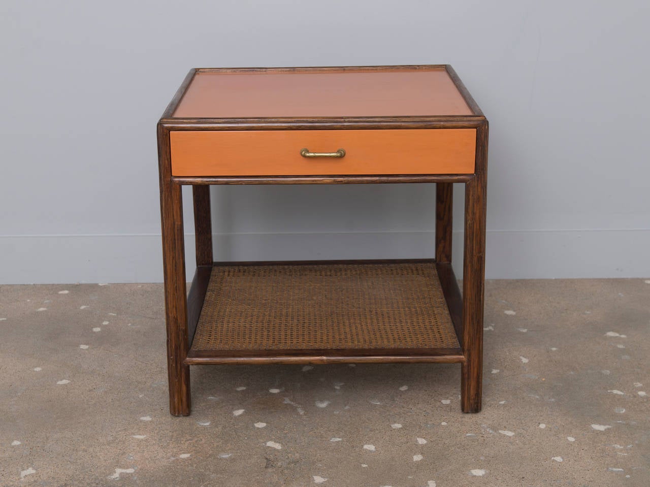 Large McGuire Cane, Walnut and Lacquer End Table