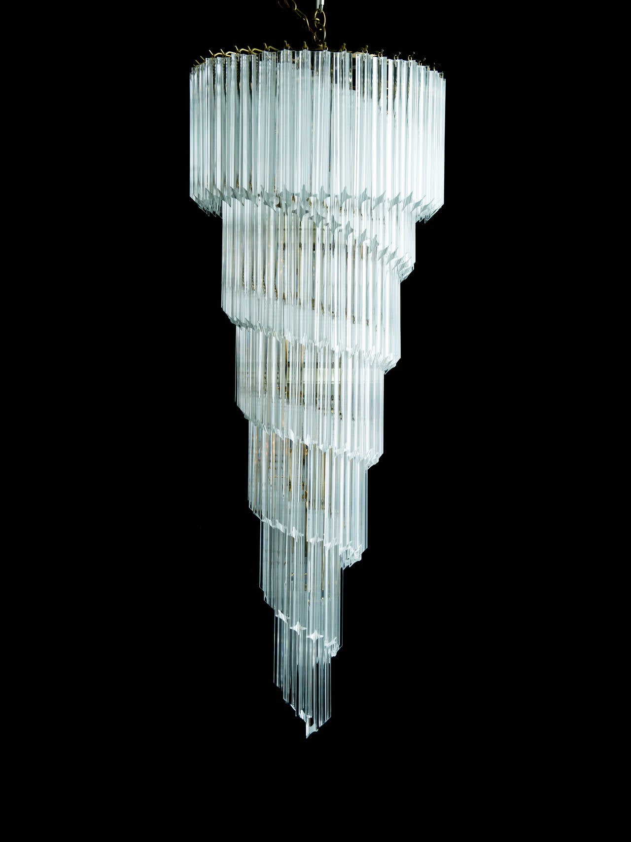 1970s acrylic cascading spiral chandelier