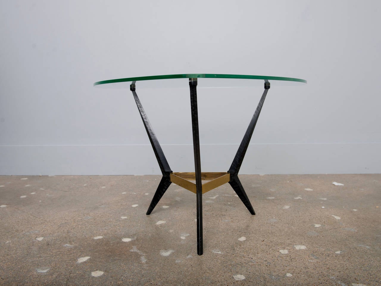 Angelo Ostuni Italian Triangular Mid-Century Brass and Steel Side Table