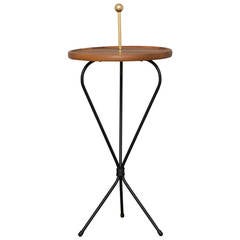 Teak, Brass and Iron Side Table