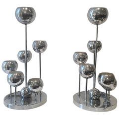 Retro Pair of Multi Orb Space Age Chrome Lamps