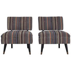 Slipper Lounge Chairs Covered in Paul Smith Epingle Velvet for Maharam