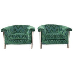 Milo Baughman Style Lounge Club Chairs