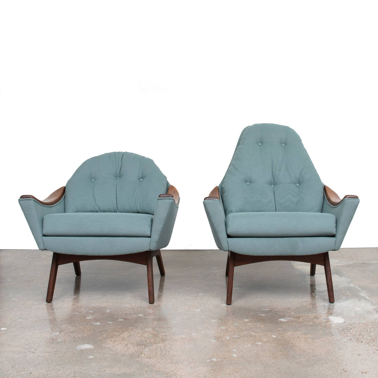 American Adrian Pearsall Sleigh-Form Chairs (his & hers)
