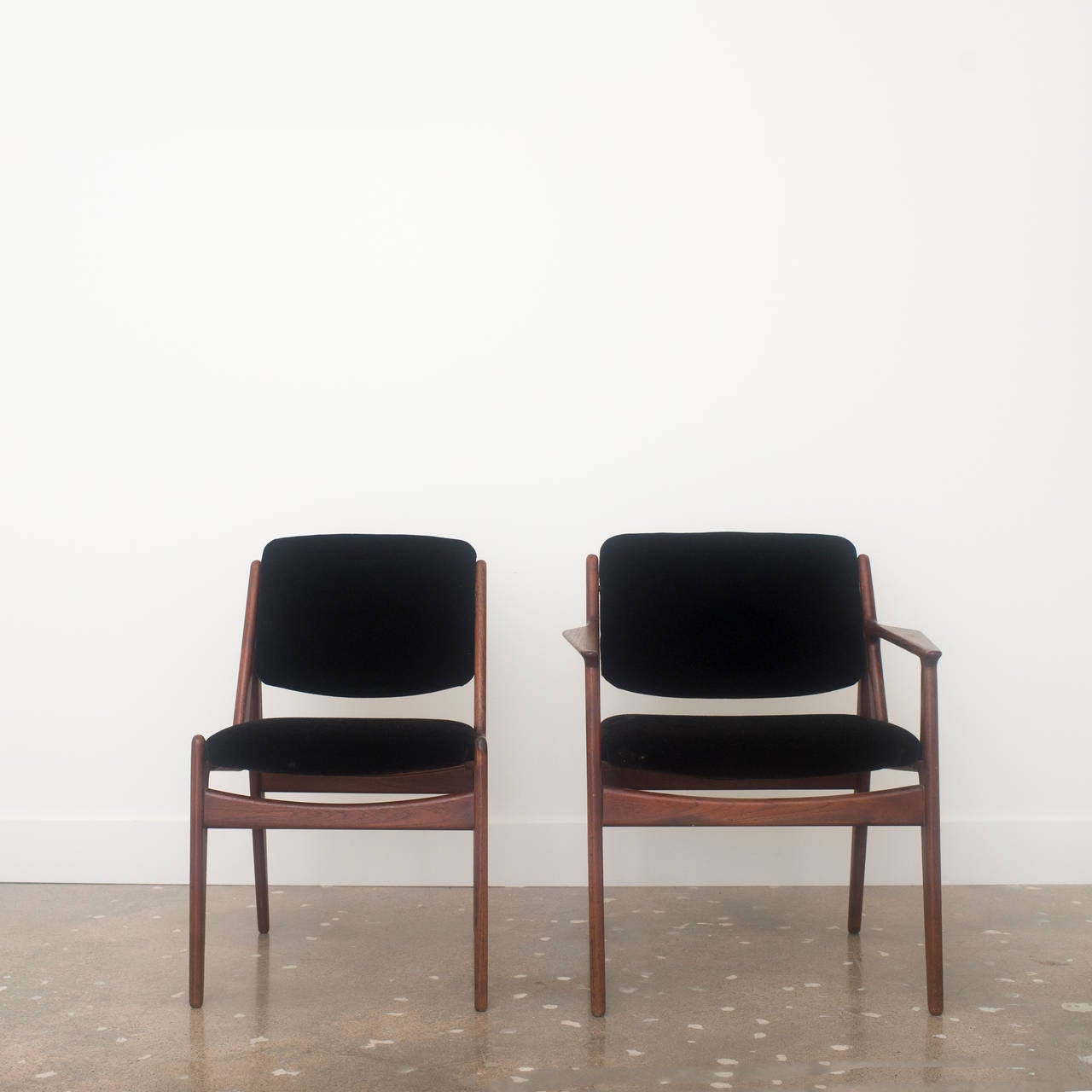 Danish Arne Vodder for Vamo Dining Chairs Upholstered in Black Mohair