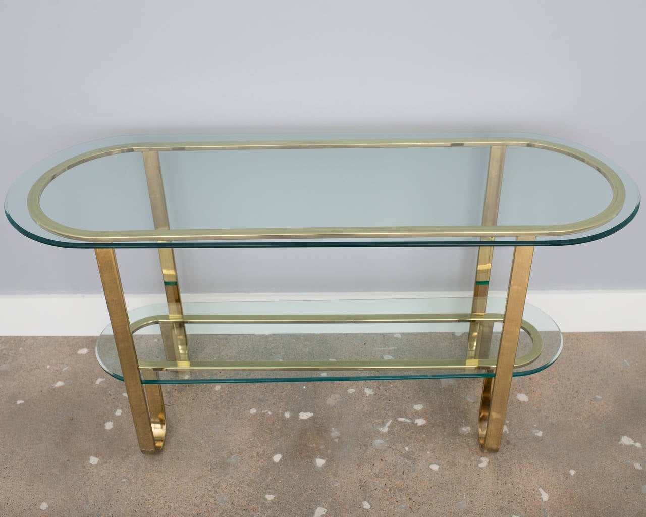 American Design Institute of America Brass and Glass Console Table