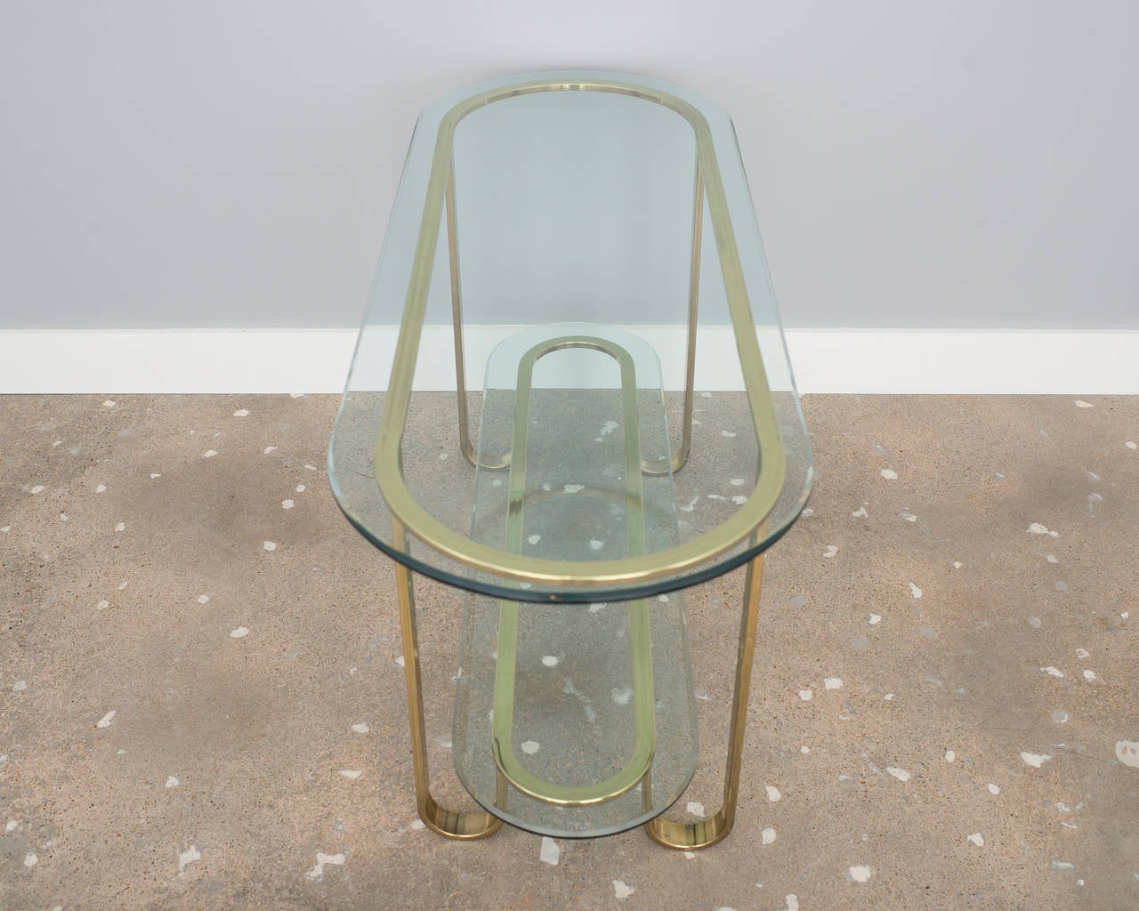 Design Institute of America Brass and Glass Console Table In Good Condition In Houston, TX