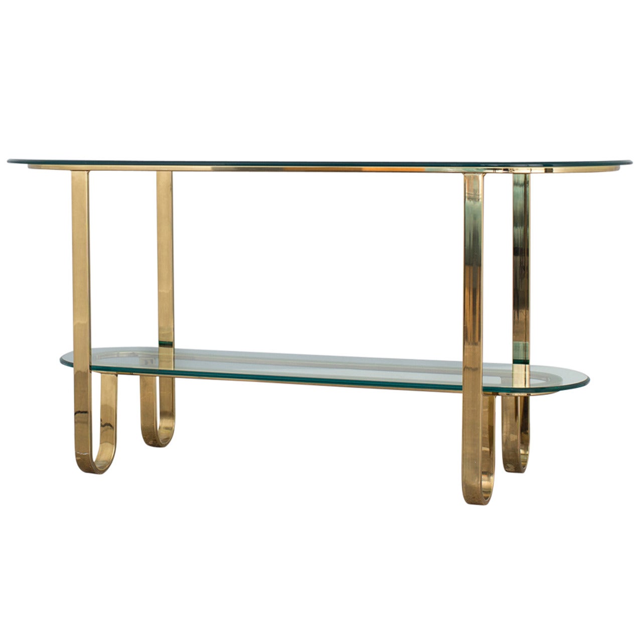 Design Institute of America Brass and Glass Console Table