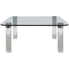 Pace Collection Lucite and Glass Coffee Table