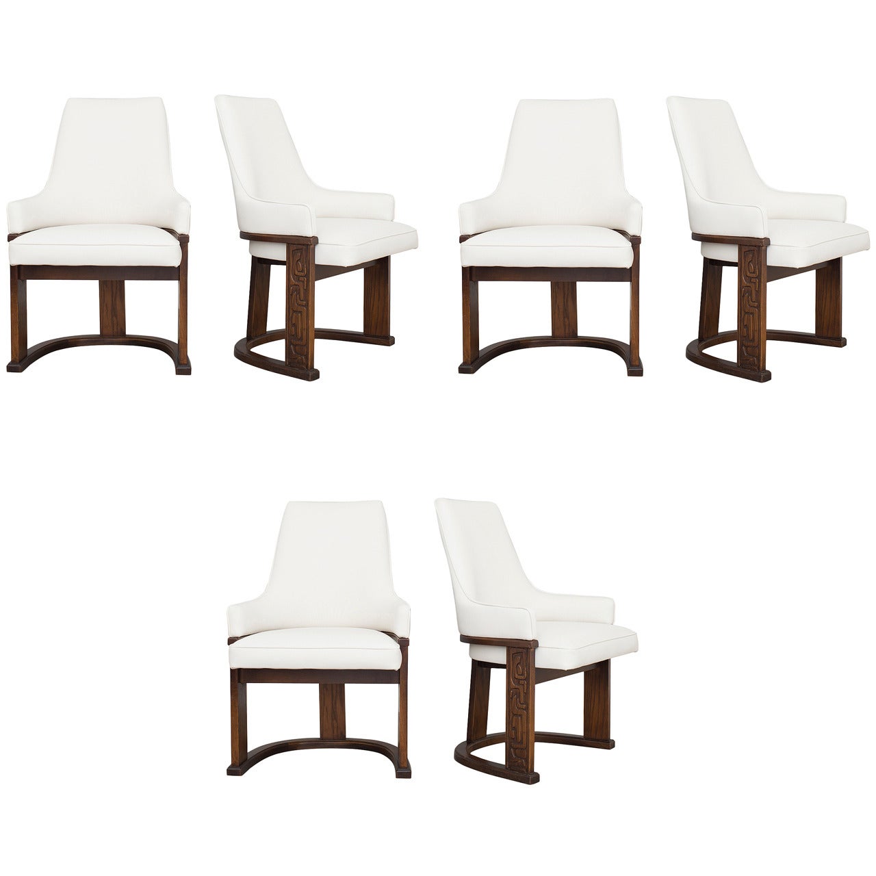 Brutalist Carved Horseshoe Shaped Dining Chairs