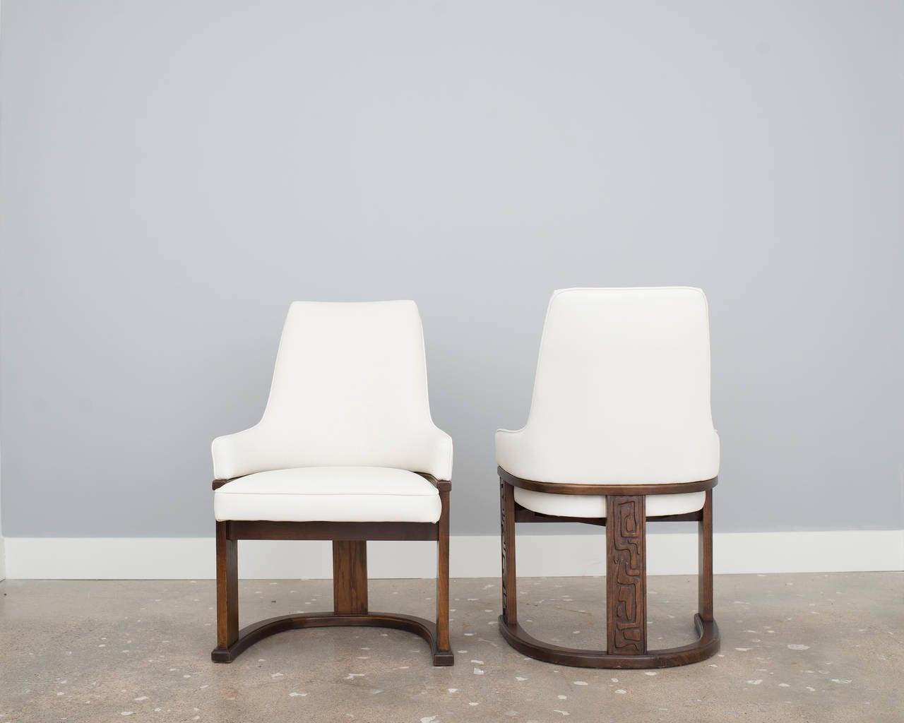 Mid-20th Century Brutalist Carved Horseshoe Shaped Dining Chairs