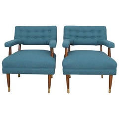 Vintage Mid Century Modern Tufted Lounge Chairs