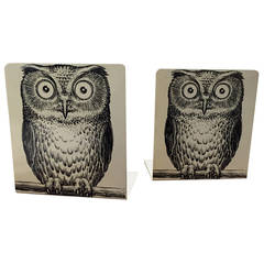 Antique Pair of rare Fornasetti Owl "Civetta" Bookends