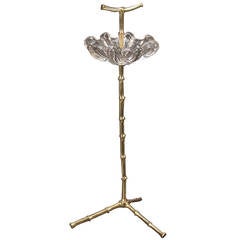 Midcentury Brass Faux Bamboo Stand by Maison Baguès