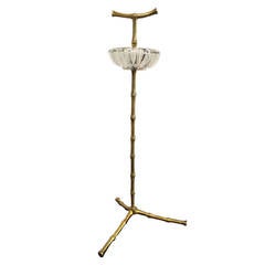 Midcentury Brass Faux Bamboo Stand by Maison Baguès