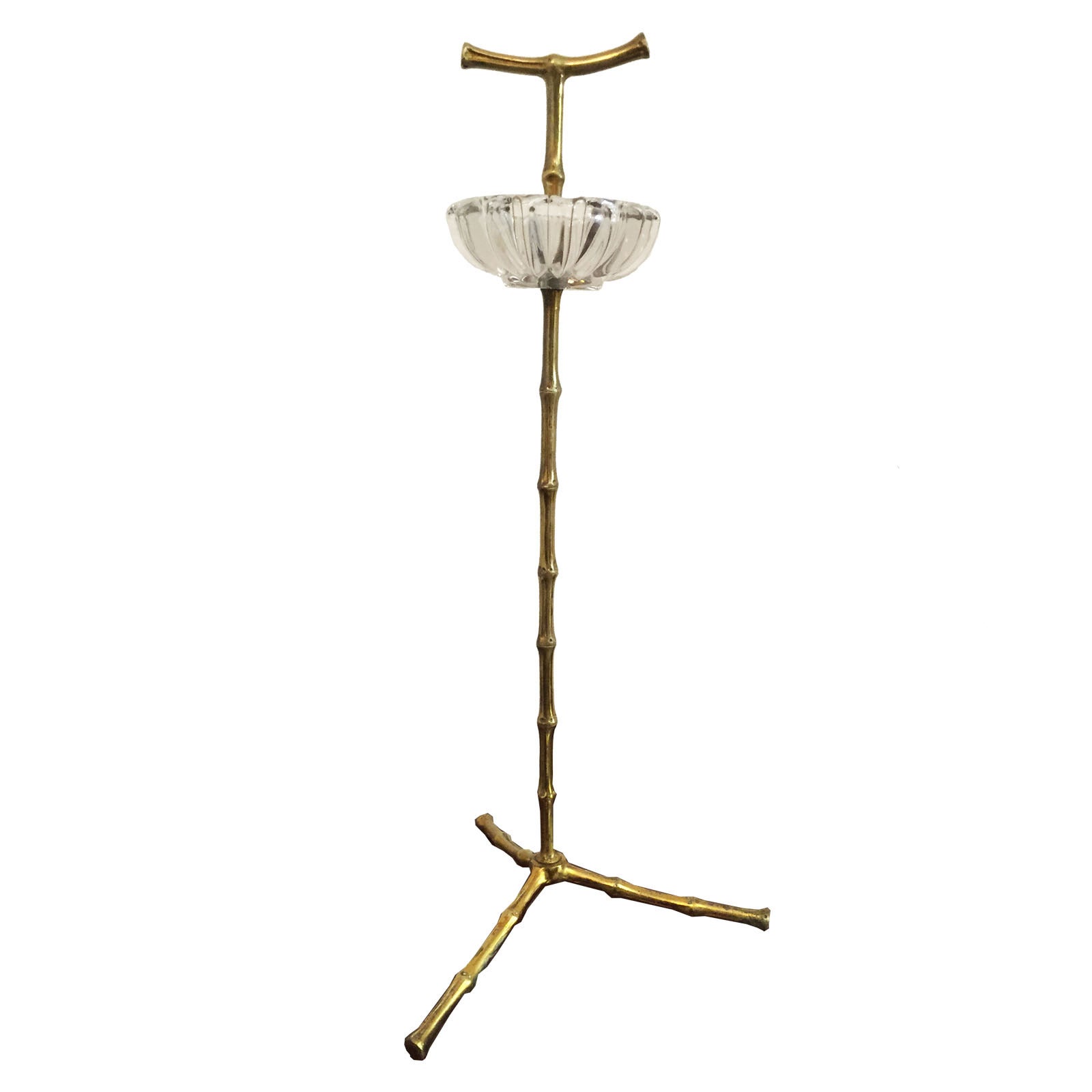 Midcentury Brass Faux Bamboo Stand by Maison Baguès For Sale