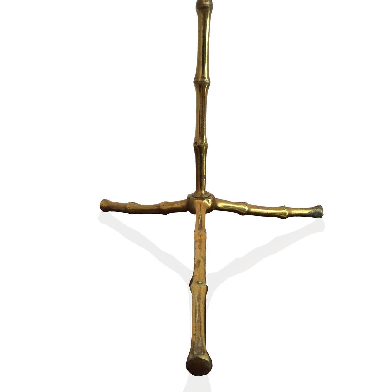 French Midcentury Brass Faux Bamboo Stand by Maison Baguès For Sale