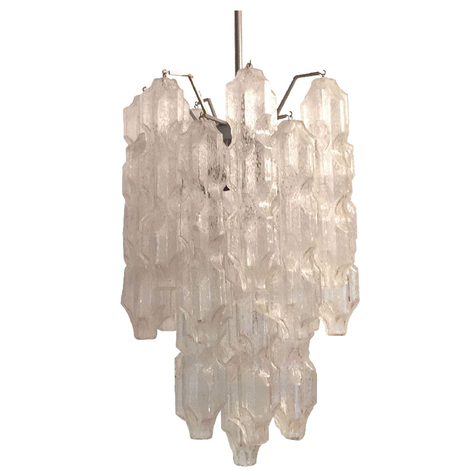 Italian Murano Chandelier with Abstract Sculptural Glass For Sale