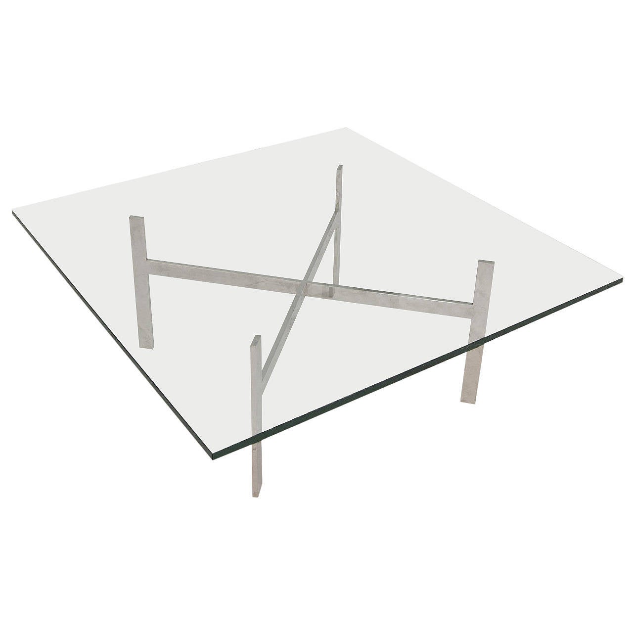 MidCentury Modern Glass Coffee Table in the Style of Milo Baughman For Sale at 1stdibs