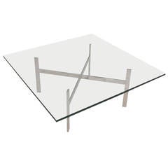 Mid-Century Modern glass coffee table in the style of Milo Baughman 11