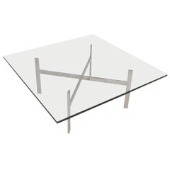 Mid-Century Modern Glass Coffee Table in the Style of Milo Baughman