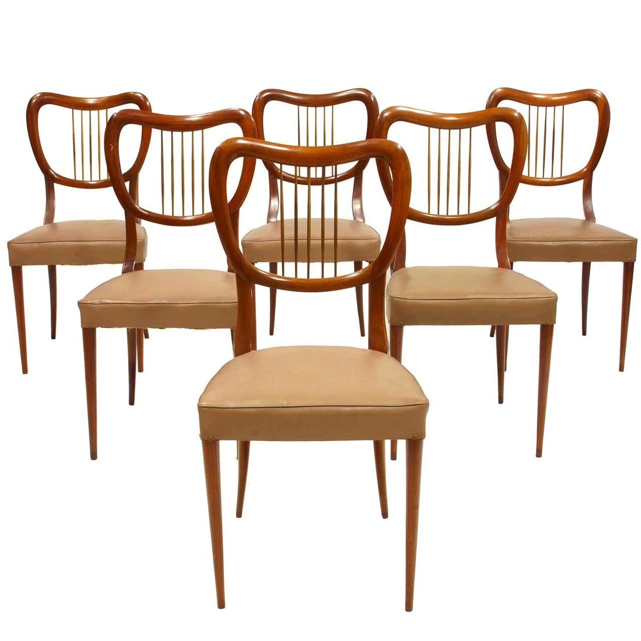 Six Italian Mid-Century Modern 1950s Chairs For Sale