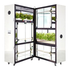 Expandable Bag Shelf with Hydraulic Garden in Walnut and Stainless Steel