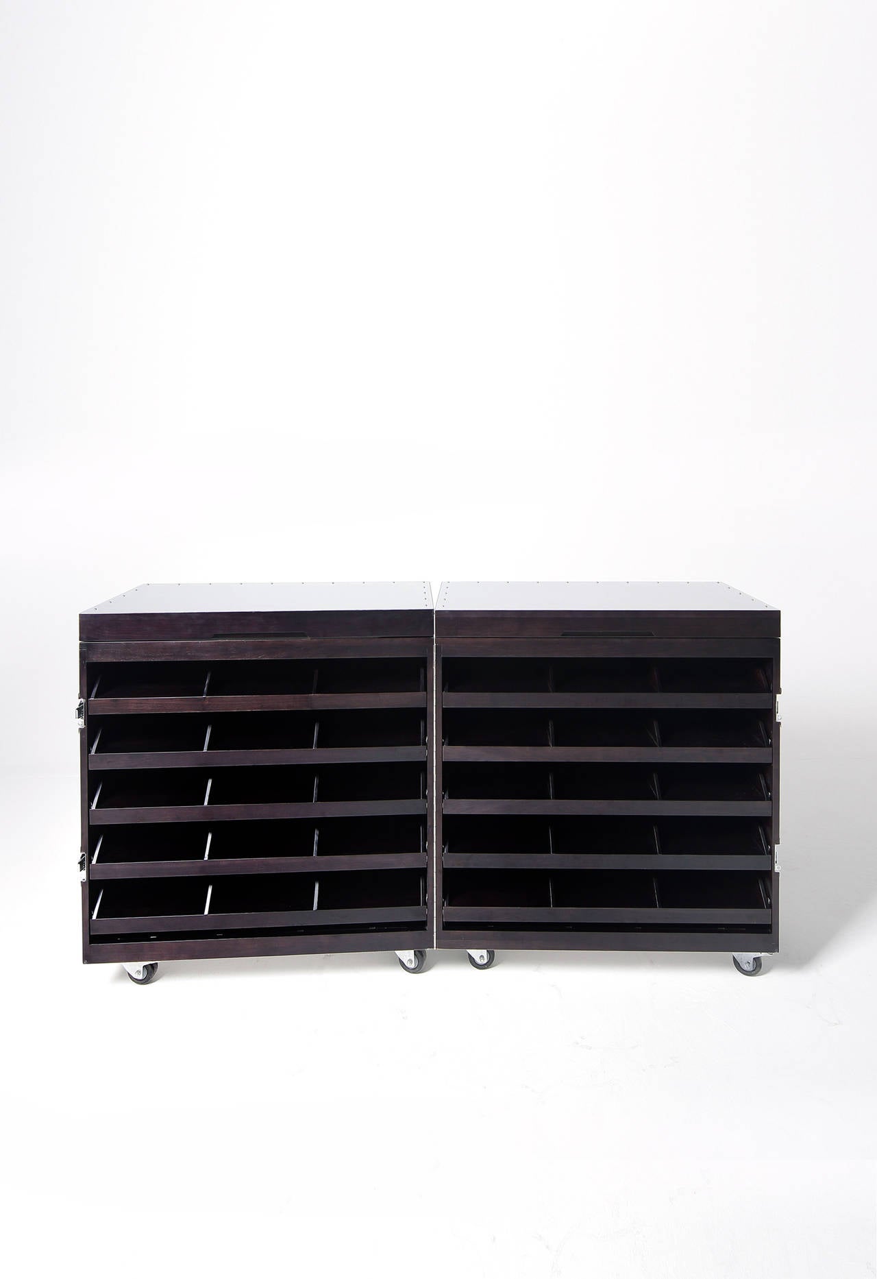 Chinese Expandable Shirt Chest in Black Walnut and Stainless Steel