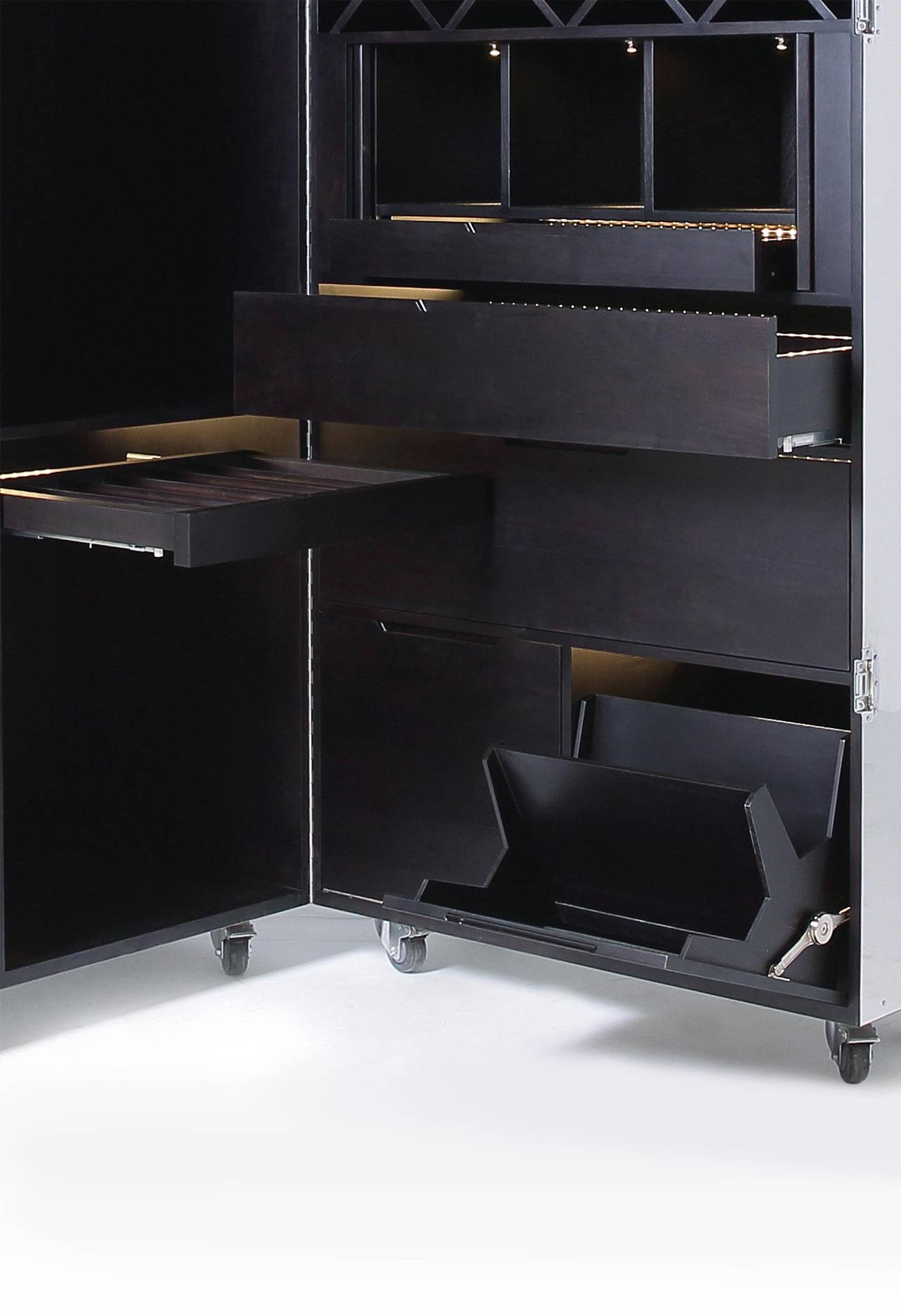Expandable Wardrobe in Black Walnut and Stainless Steel by Naihan Li In New Condition In Beverly Hills, CA