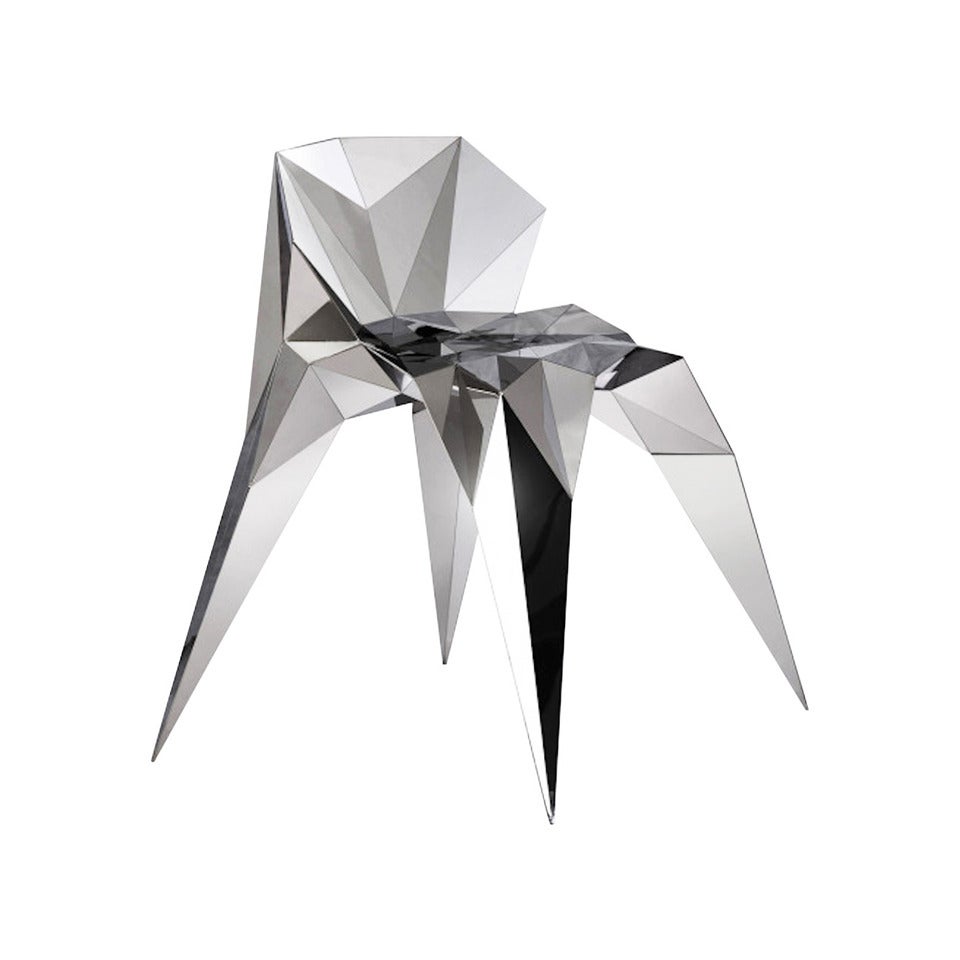 Heart Chair with Mirror Finish Stainless Steel by Zhoujie Zhang