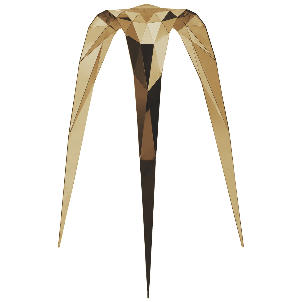 Brass Triangle Stool/Side Chair by Zhoujie Zhang, 2015 For Sale