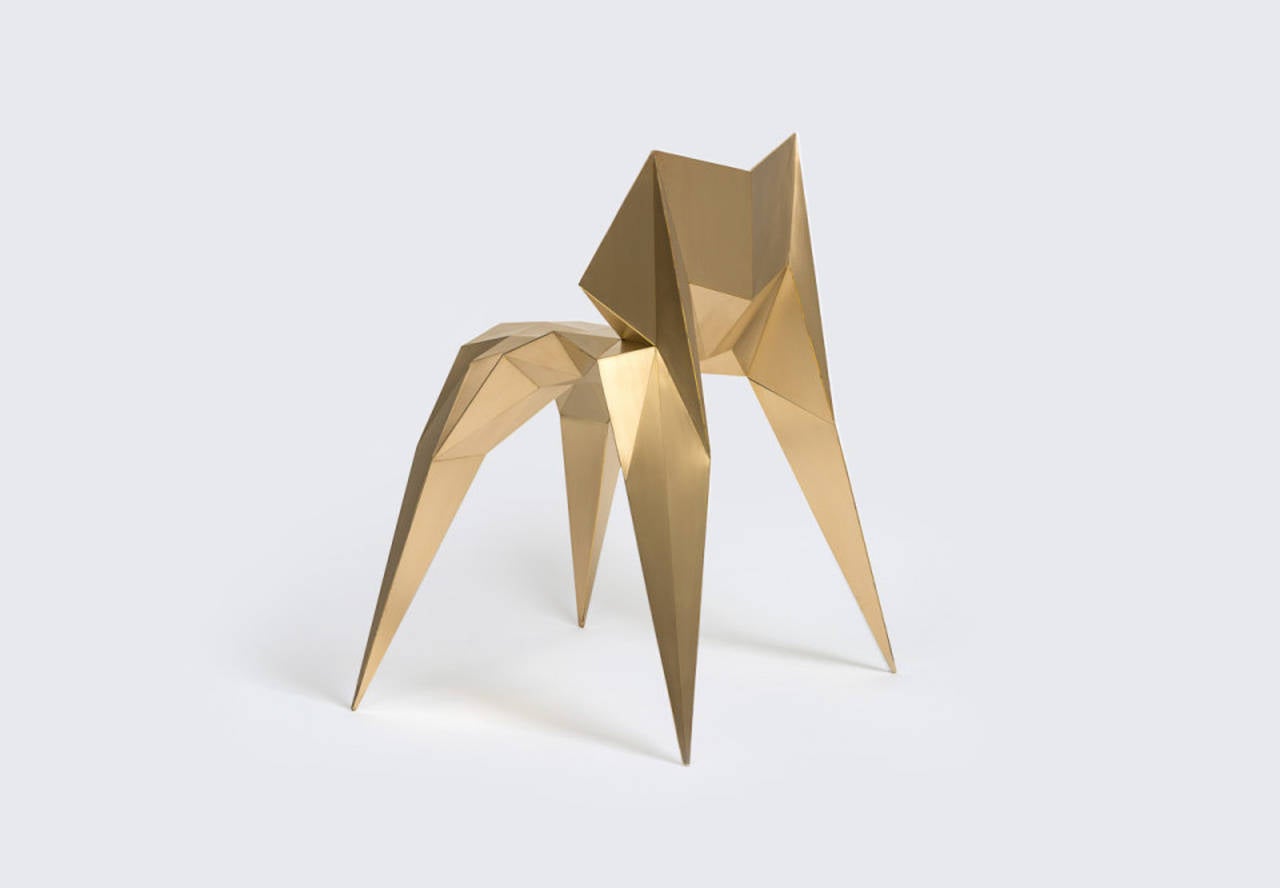 Brass Bow Tie Chair Unique Dining Chair by Zhoujie Zhang For Sale 1