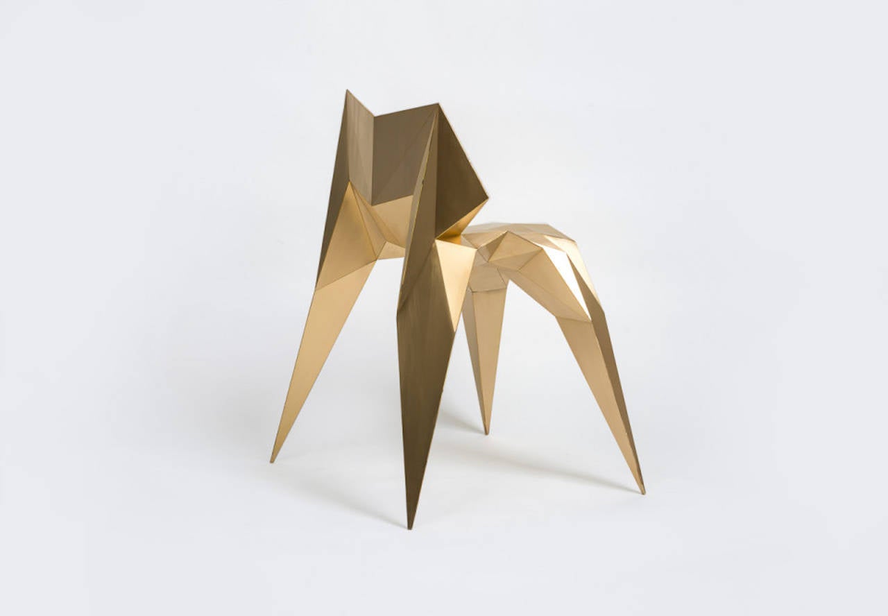 Brass Bow Tie Chair Unique Dining Chair by Zhoujie Zhang For Sale 2