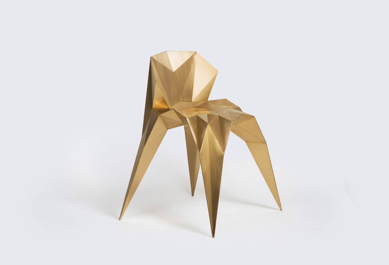 Chairs from the Brass Collection are the second series of objects developed with Endless Forms, Zhoujie’s own digitalized fabrication system that generates an ever-changing family of objects. With a role as more of creator rather than designer,