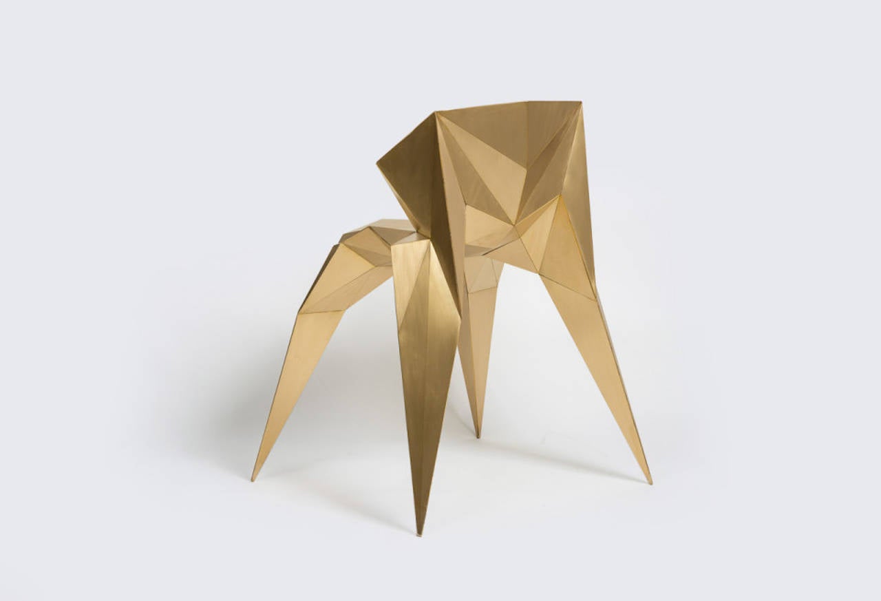 Brass Heart Chair Unique Dining Chair by Zhoujie Zhang For Sale 1