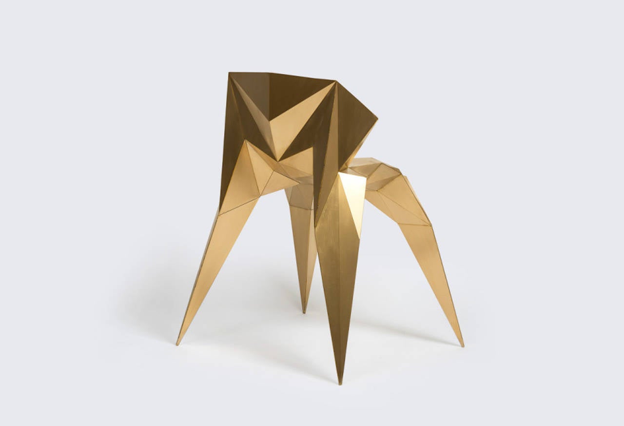 Brass Heart Chair Unique Dining Chair by Zhoujie Zhang For Sale 2