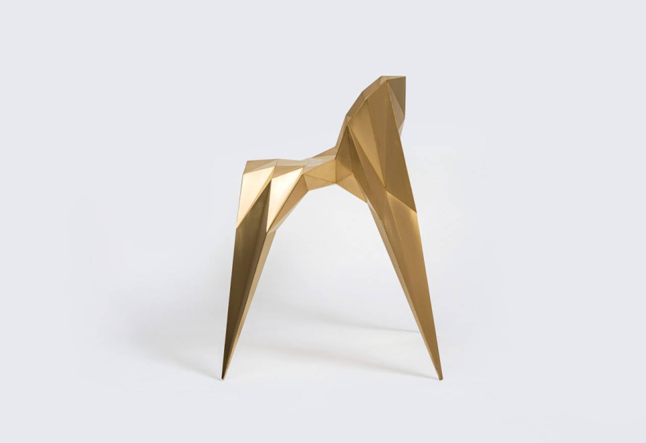 Chinese Brass Spider Chair Unique Dining Chair by Zhoujie Zhang For Sale