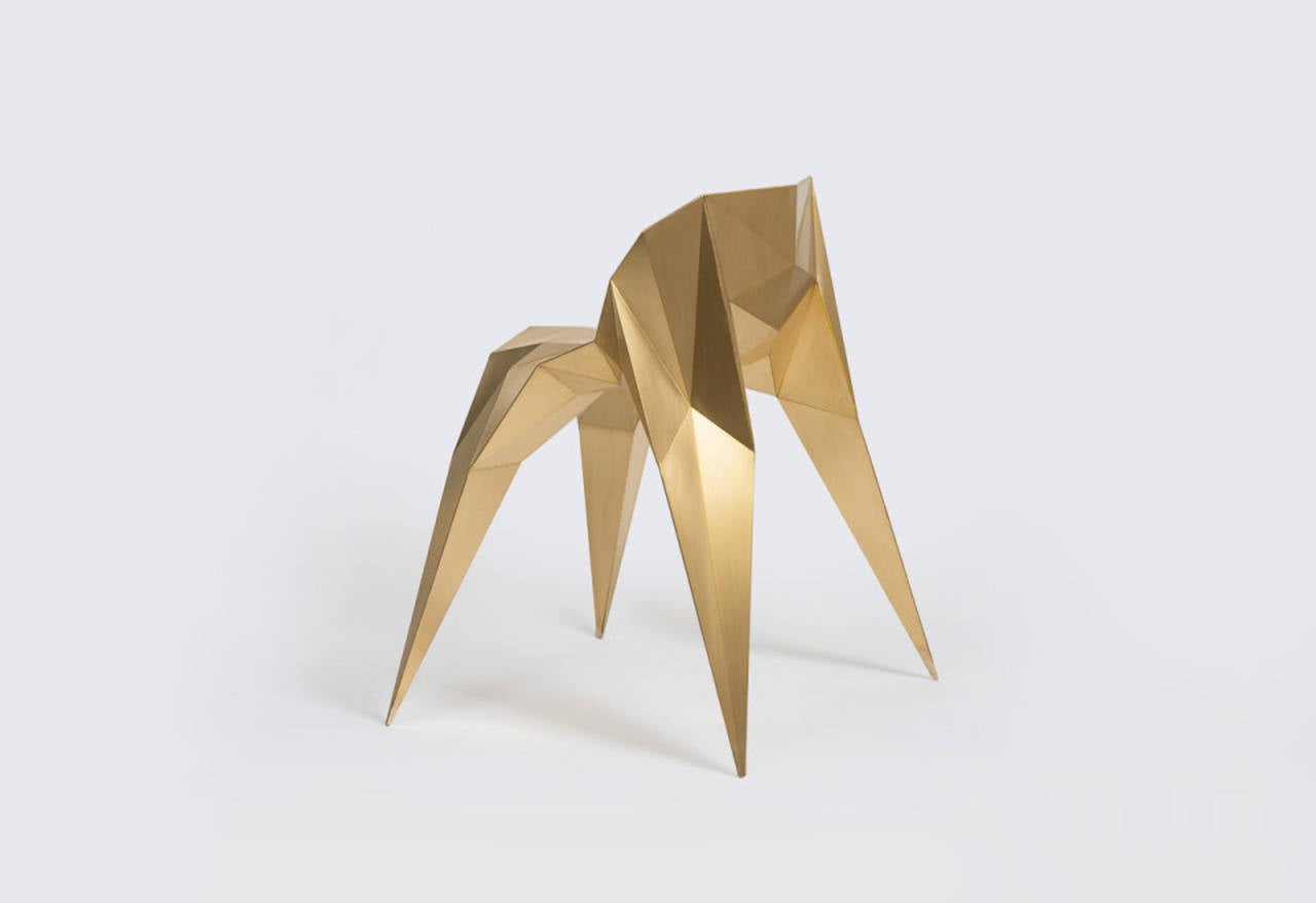 Contemporary Brass Spider Chair Unique Dining Chair by Zhoujie Zhang For Sale