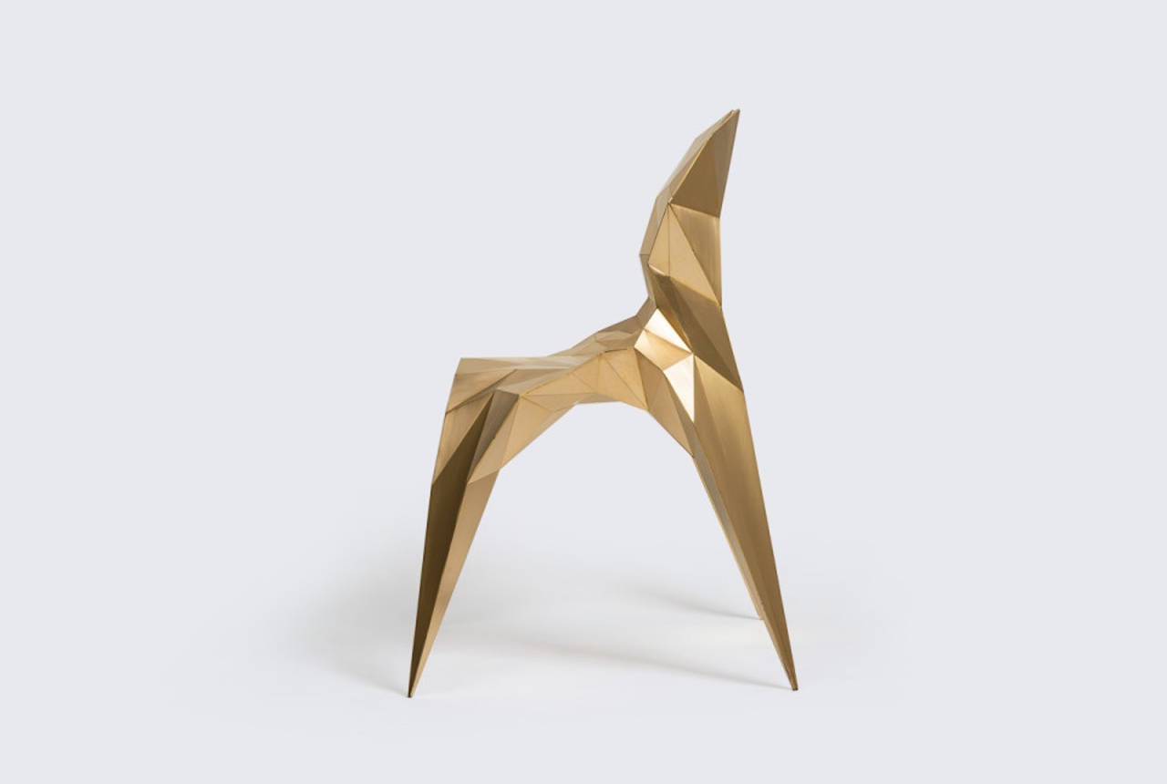 Brass Split Chair Unique Dining Chair by Zhoujie Zhang For Sale 1