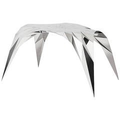 Arch Center Dining Table with Mirror Finish Stainless Steel by Zhoujie Zhang 10