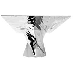 Tornado Square Center Dining Table Mirror Finish Stainless Steel