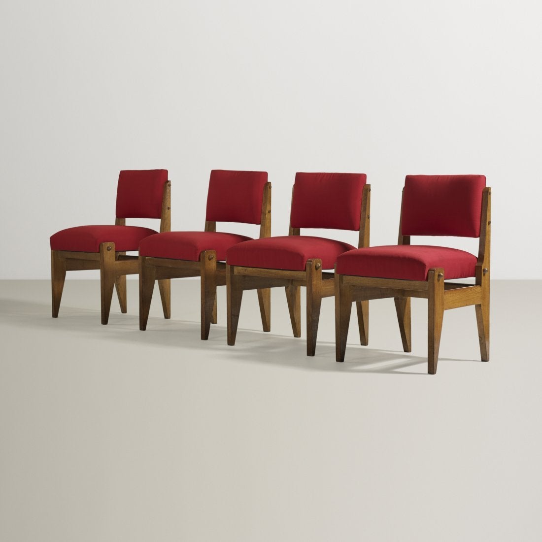 Modern Set of Four Robert Guillerme and Jacques Chambron Dining Chairs, France 1950's