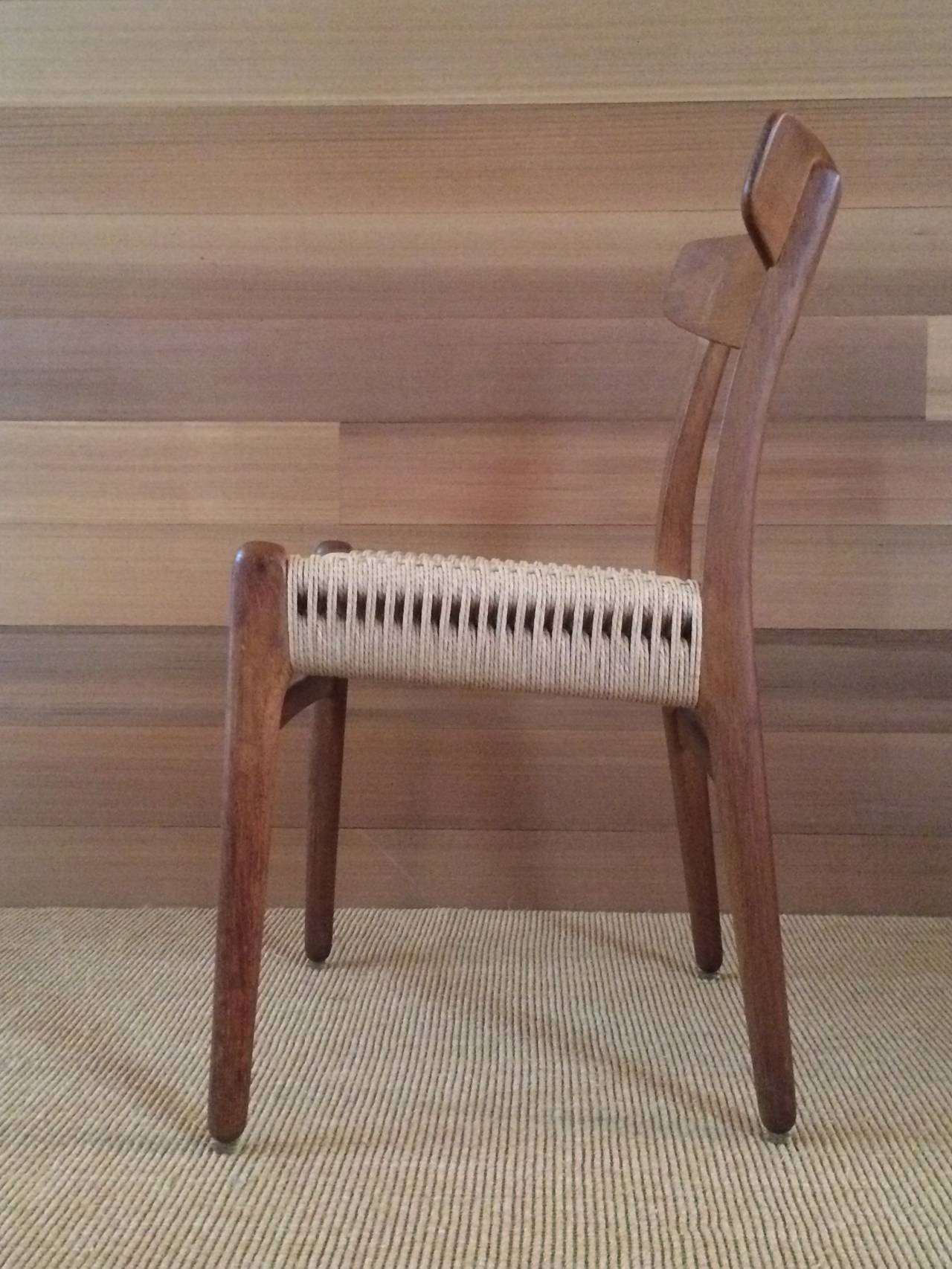 Mid-20th Century Museum Quality Hans Wegner Chairs in Oak and Paper Cord, 1950