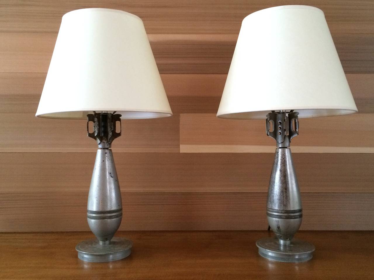 Art Deco Pair of M43 Bomb Table Lamps, 1940